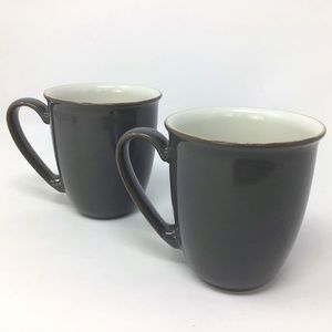Denby Elements Stoneware Fossil Grey Coffee Tea Mugs Set of 2